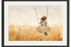Sale Urban Cotton Art Print Swinging Girl