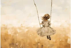 Sale Urban Cotton Art Print Swinging Girl