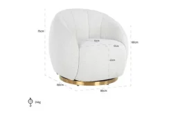 Richmond Interiors Ronde Fauteuils|Draaifauteuils^Draaifauteuil 210713 White Bouclé Jago