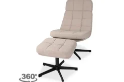 Label51 Draaifauteuils^Draaifauteuil met hocker Naturel CH-73.004 Alvar