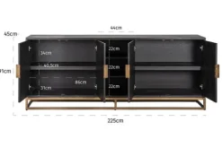 Outlet Richmond Interiors Dressoir 210693 Blackbone Brass