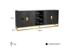 Richmond Interiors Dressoirs^Dressoir 210232 Blackbone goud