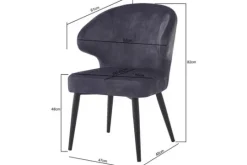 Outlet Livingfurn Eetkamerstoel Anthracite Velvet Donna