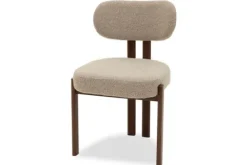 Plix Eetkamerstoelen^Eetkamerstoel Bouclé Beige Walnut Riku