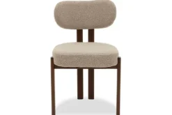 Plix Eetkamerstoelen^Eetkamerstoel Bouclé Beige Walnut Riku
