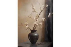 Urban Cotton Schilderijen^Glasschilderij Light Blossom Vase