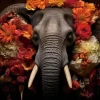 New Ter Halle Glasschilderij Olifant met Bloemen en Vogels 110160-200