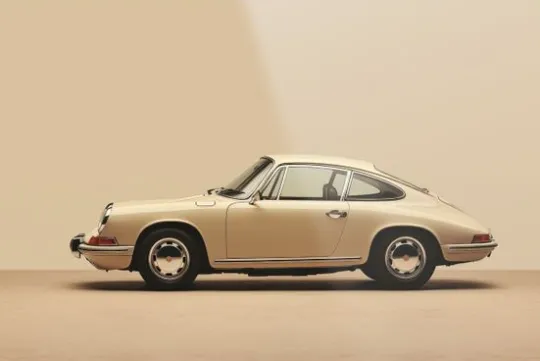 New Urban Cotton Glasschilderij Vintage Porsche Beige