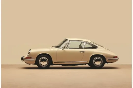 New Urban Cotton Glasschilderij Vintage Porsche Beige