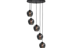 Highlight Hanglampen^Hanglamp Zwart Rookglas Fantasy