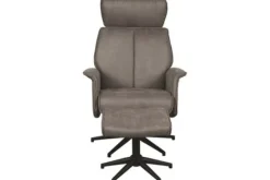 Relaxstoelen|Draaifauteuils^Relaxfauteuil met hocker Taupe Micro Suede CH-73.020 Verdal