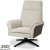 Label51 Relaxstoelen|Draaifauteuils^Relaxfauteuil met hocker Naturel DA-89.004 Zenza