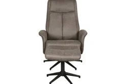 Relaxstoelen|Draaifauteuils^Relaxfauteuil met hocker Taupe Micro Suede CH-73.011 Bergen