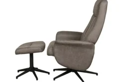 Relaxstoelen|Draaifauteuils^Relaxfauteuil met hocker Taupe Micro Suede CH-73.011 Bergen