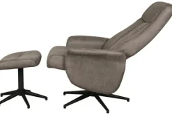 Relaxstoelen|Draaifauteuils^Relaxfauteuil met hocker Taupe Micro Suede CH-73.011 Bergen