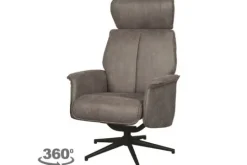 Label51 Draaifauteuils^Relaxfauteuil Taupe Micro Suede CH-73.017 Verdal